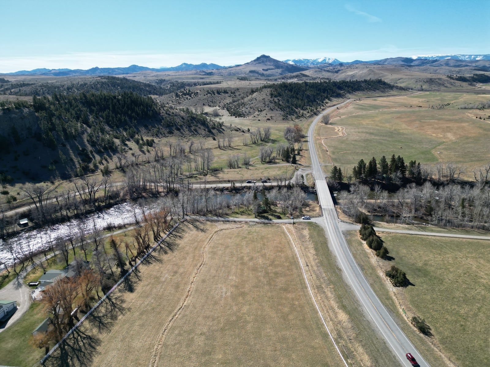 Montana ranch land along a river valley